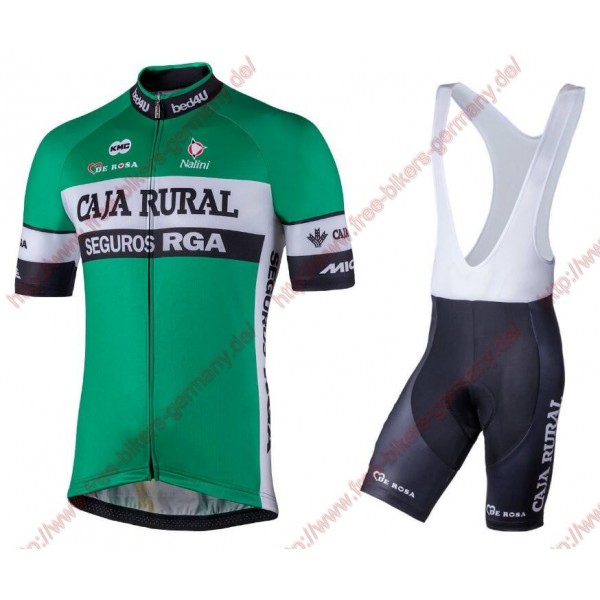 Radsport Caja Rural 2018 Radbekleidung Satz Trikot Kurzarm+Trägerh