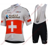 Radsport Team Ag2r La Mondiale 2018 Swiss Champion Radbekleidung Satz Trikot Kurzarm+Trägerh