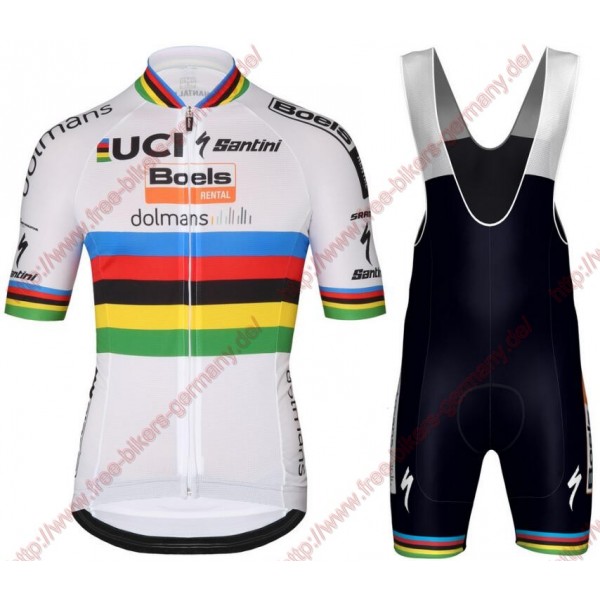 Radsport Boels Dolmans 2018 World Champion Radbekleidung Satz Trikot Kurzarm+Trägerh