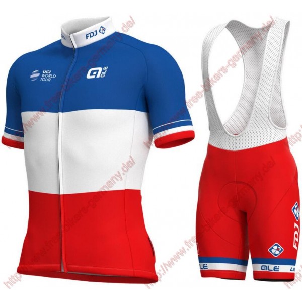 Radsport Groupama Fdj French Champion 2018 Radbekleidung Satz Trikot Kurzarm+Trägerh