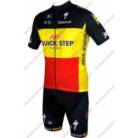 Radsport Quick Step Floors Belgium Champion 2018 Radbekleidung Satz Trikot Kurzarm+Trägerh