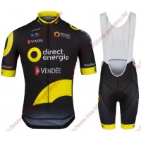 Radsport TEAM DIRECT ENERGIE 2018 Radbekleidung Satz Trikot Kurzarm+Trägerh