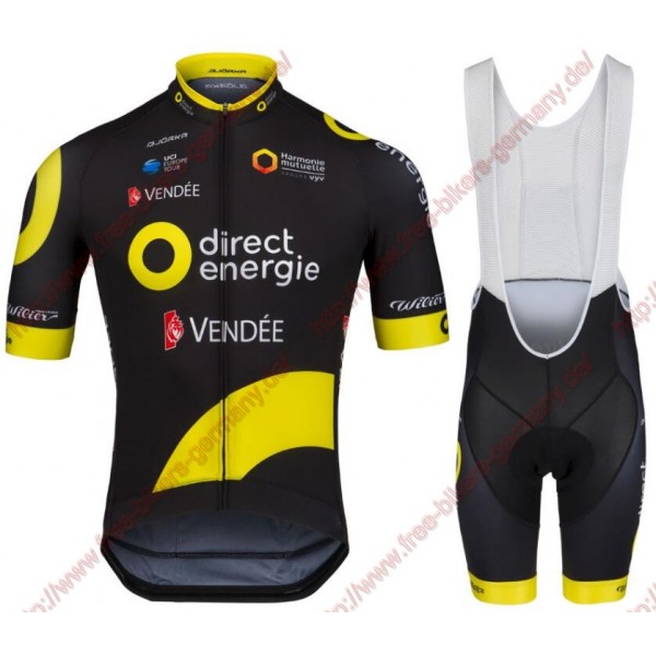 Radsport TEAM DIRECT ENERGIE 2018 Radbekleidung Satz Trikot Kurzarm+Trägerh