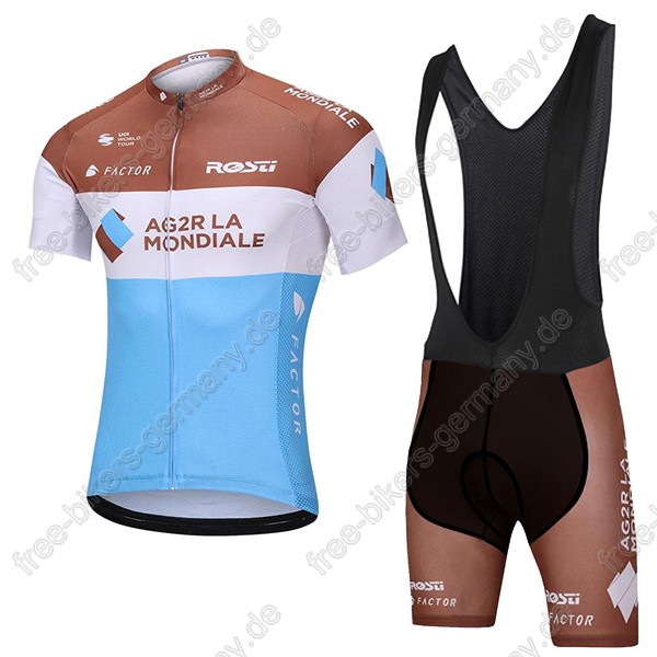 AG2R La Mondiale Radbekleidung Satz Trikot Kurzarm+Trägerhosen 