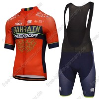 Profiteam 2018 BAHRAIN MERIDA Pro Radbekleidung Satz Trikot Kurzarm+Trägerho