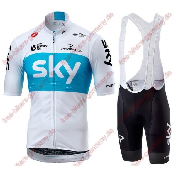 Profiteam 2018 TEAM SKY Weiß Radbekleidung Satz Trikot Kurzarm+Trägerh