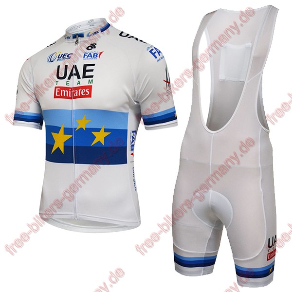 Profiteam 2018 UAE EUROPEAN CHAMPION Radbekleidung Satz Trikot Kurzarm+Trägerh