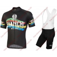 Profiteam 2018 Bianchi Milano Misegna schwarz Radbekleidung Satz Trikot Kurzarm+Trägerhosen Sets