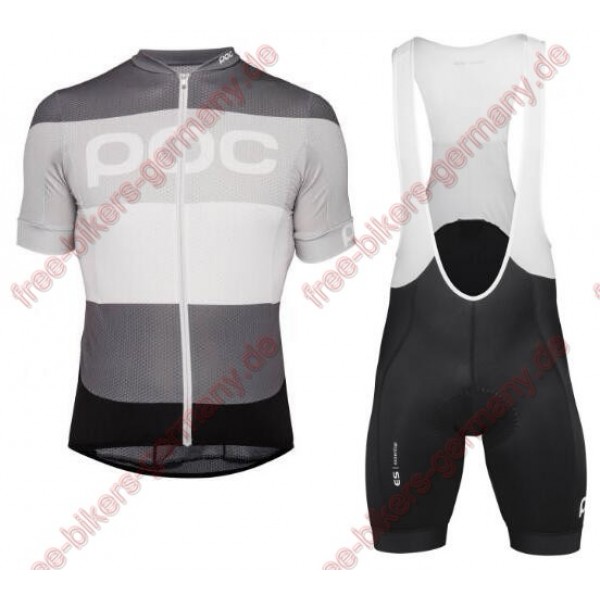 Profiteam 2018 POC Essential steel multi grey Radbekleidung Satz Trikot Kurzarm+Trägerhosen Sets