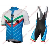 Profiteam 2018 Bianchi Milano Tiera Blau Weiß Radbekleidung Satz Trikot Kurzarm+Trägerhosen Sets
