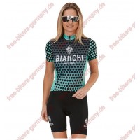 Profiteam 2018 Bianchi Milano Gravina Blau Damen Fahrradbekleidung Trikot Kurzarm+Radhose