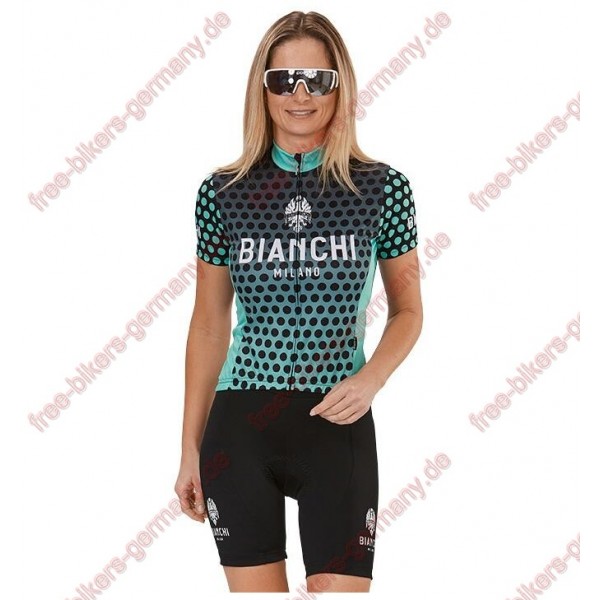 Profiteam 2018 Bianchi Milano Gravina Blau Damen Fahrradbekleidung Trikot Kurzarm+Radhose
