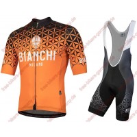 Profiteam 2018 Bianchi Milano Conca orange Radbekleidung Satz Trikot Kurzarm+Trägerhosen Sets