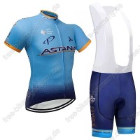 Astana blau Radbekleidung Satz Trikot Kurzarm+Trägerhosen 