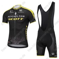 Mitchelton Scott Radbekleidung Satz Trikot Kurzarm+Trägerhosen Set schw