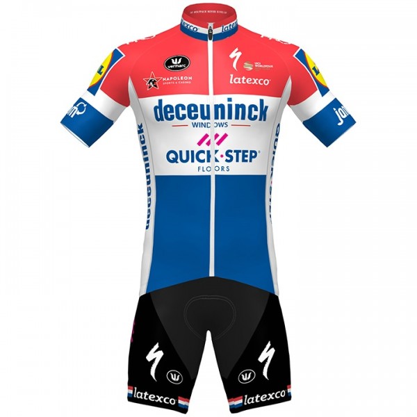 Fahrradbekleidung Radsport 2020 DECEUNINCK QUICK-STEP Dutch Champion Radbekleidung Satz Trikot Kurzarm+Fahrradhose Se