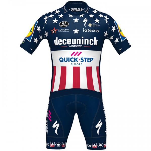 Fahrradbekleidung Radsport 2020 DECEUNINCK QUICK-STEP USA Zeitfahrmeister Radbekleidung Satz Trikot Kurzarm+Fahrradhos Fahrradbekleidung Radsport 2020 DECEUNINCK QUICK-STEP USA Zeitfahrmeister Radbekleidung Satz Trikot Kurzarm+Fahrradhos