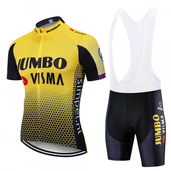Fahrradbekleidung Radsport 2020 TEAM JUMBO-VISMA Radbekleidung Satz Trikot Kurzarm+Trägerhosen Se