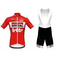 Fahrradbekleidung Radsport 2020 Lotto Soudal TdF Radbekleidung Satz Trikot Kurzarm+Trägerhosen Set Outlet rot We