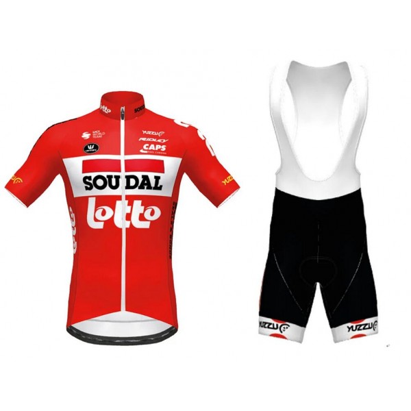 Fahrradbekleidung Radsport 2020 Lotto Soudal TdF Radbekleidung Satz Trikot Kurzarm+Trägerhosen Set Outlet rot We