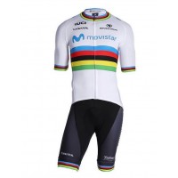 Fahrradbekleidung Radsport 2020 MOVISTAR TEAM World Champion Radbekleidung Satz Trikot Kurzarm+Trägerhosen Set Outl