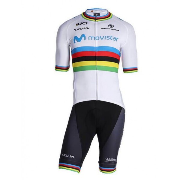 Fahrradbekleidung Radsport 2020 MOVISTAR TEAM World Champion Radbekleidung Satz Trikot Kurzarm+Trägerhosen Set Outl