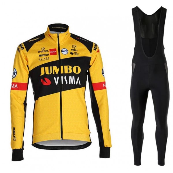 Fahrradbekleidung Radsport 2020 TEAM JUMBO-VISMA Set Radbekleidung Trikot Langarm+ Trägerhos