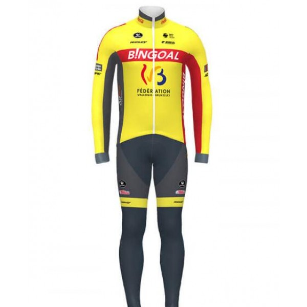 Fahrradbekleidung Radsport 2020 Wallonie Bruxelles Set Radbekleidung Trikot Langarm+ Trägerhos