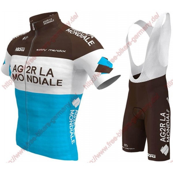 Profiteams AG2R LA MONDIALE 2019 Radbekleidung Satz Trikot Kurzarm+Trägerhosen Se