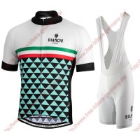 Profiteams BIANCHI MILANO Codigoro white Radbekleidung Satz Trikot Kurzarm+Trägerhosen Se