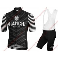 Profiteams BIANCHI MILANO Davoli Black Radbekleidung Satz Trikot Kurzarm+Trägerhosen Se