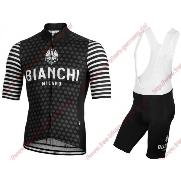 Profiteams BIANCHI MILANO Davoli Black Radbekleidung Satz Trikot Kurzarm+Trägerhosen Se