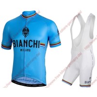 Profiteams BIANCHI MILANO New Pride blue Radbekleidung Satz Trikot Kurzarm+Trägerhosen Se