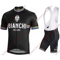 Profiteams BIANCHI MILANO New Pride black Radbekleidung Satz Trikot Kurzarm+Trägerhosen Se