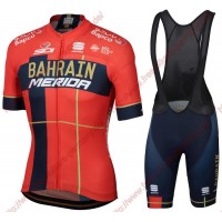 Profiteams Team Bahrain Merida 2019 Radbekleidung Satz Trikot Kurzarm+Trägerhosen Se