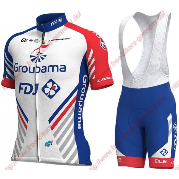 Profiteams 2019 Groupama FDJ Radbekleidung Satz Trikot Kurzarm+Trägerhosen Se