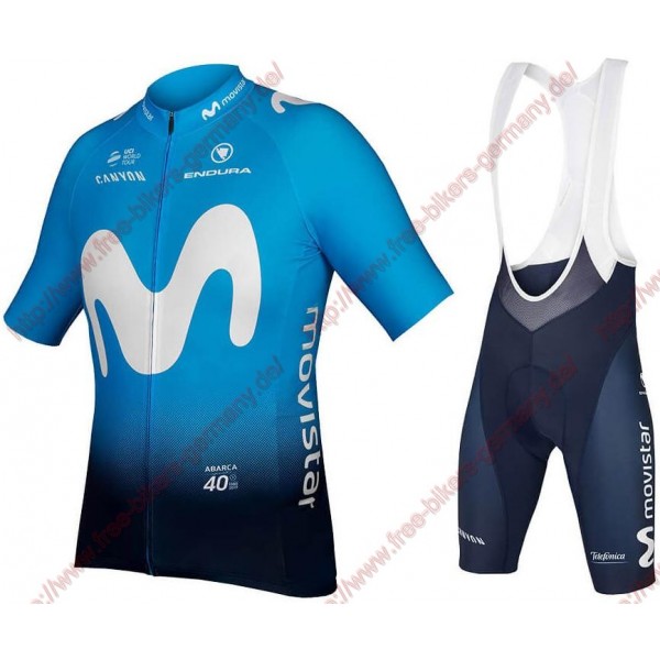 Profiteams MOVISTAR TEAM 2019 Radbekleidung Satz Trikot Kurzarm+Trägerhosen Se