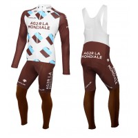 2015 Ag2r La Mondiale Team Fahrradbekleidung Satz Radtrikot Langarm+Lang Trägerhose