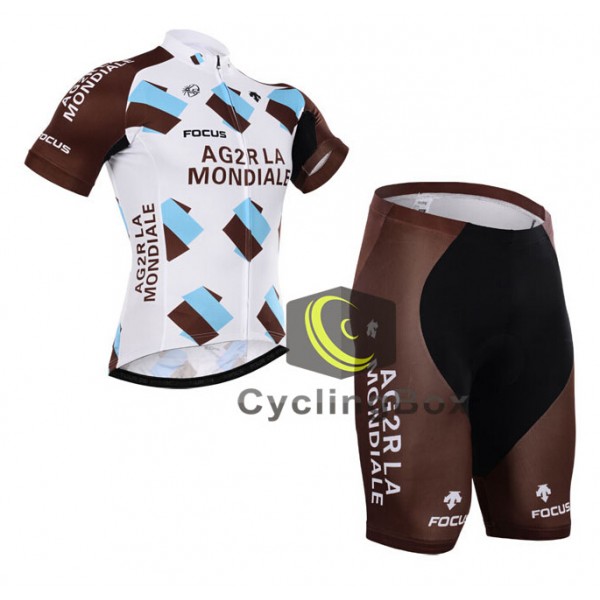 2015 Ag2r La Mondiale Radbekleidung Radtrikot Kurzarm und Fahrradhosen Kurz