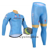 2015 Astana Fahrradbekleidung Radtrikot Satz Langarm und Lange Fahrradhose