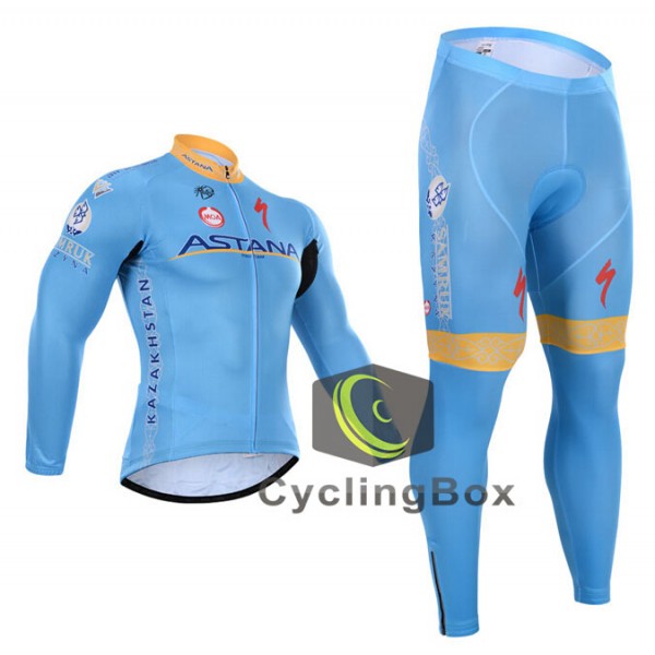 2015 Astana Fahrradbekleidung Radtrikot Satz Langarm und Lange Fahrradhose