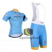 2015 Astana Fahrradbekleidung Satz Fahrradtrikot Kurzarm Trikot und Kurz Trägerhose
