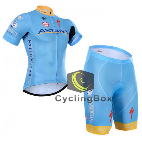 2015 Astana Radbekleidung Radtrikot Kurzarm und Fahrradhosen Kurz
