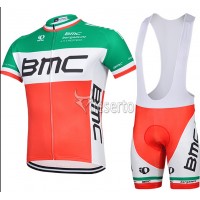 2015 BMC Fahrradbekleidung Satz Fahrradtrikot Kurzarm Trikot und Kurz Trägerhose Rot und Grün