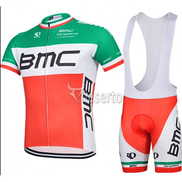 2015 BMC Fahrradbekleidung Satz Fahrradtrikot Kurzarm Trikot und Kurz Trägerhose Rot und Grün