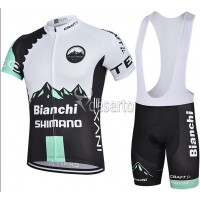 2015 Bianchi Shimano Fahrradbekleidung Satz Fahrradtrikot Kurzarm Trikot und Kurz Trägerhose