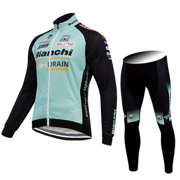 2015 BIANCHI IDRO DRAIN Fahrradbekleidung Radtrikot Satz Langarm und Lange Fahrradhose