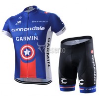 2015 Garmin Cannondale Radbekleidung Radtrikot Kurzarm und Fahrradhosen Kurz Blau