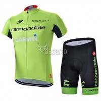 2015 Garmin Cannondale Radbekleidung Radtrikot Kurzarm und Fahrradhosen Kurz Grün