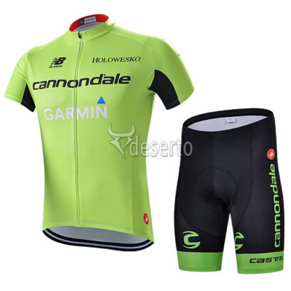 2015 Garmin Cannondale Radbekleidung Radtrikot Kurzarm und Fahrradhosen Kurz Grün